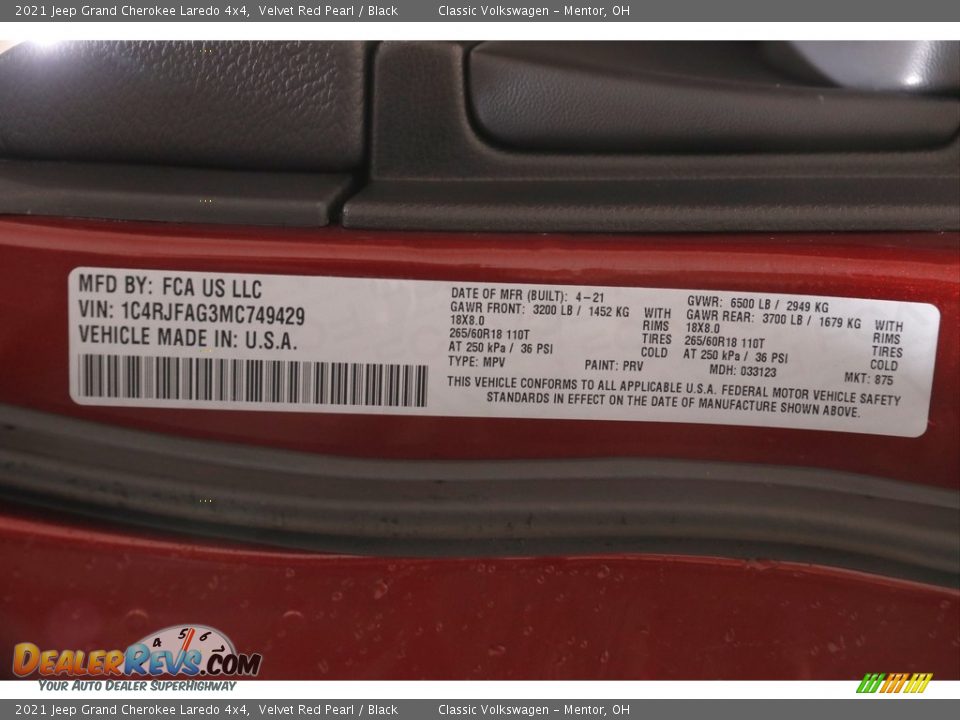 2021 Jeep Grand Cherokee Laredo 4x4 Velvet Red Pearl / Black Photo #21