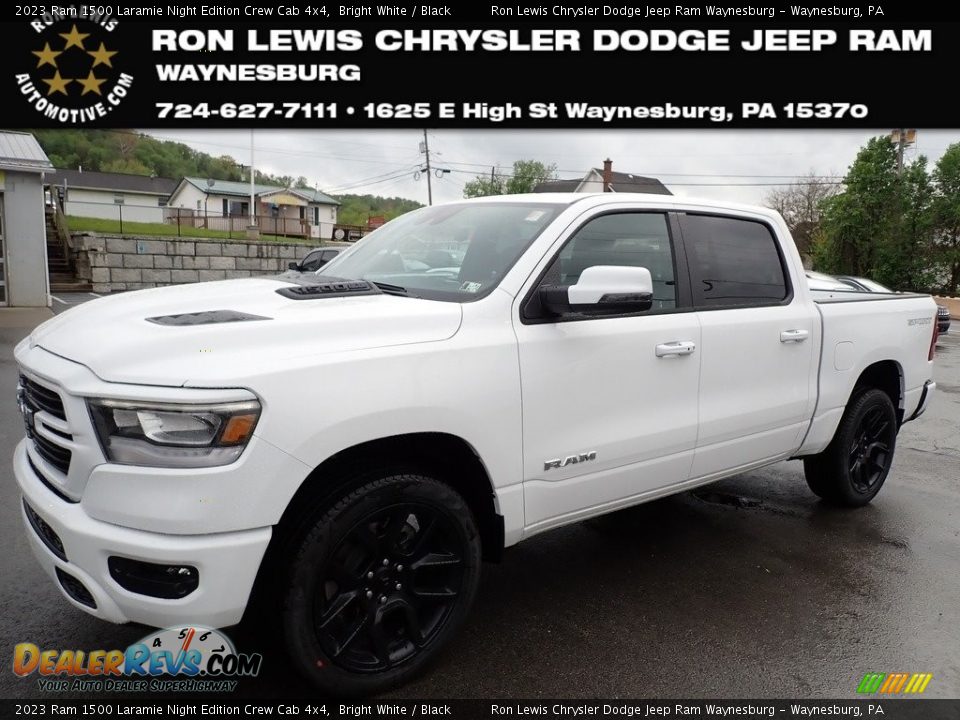 2023 Ram 1500 Laramie Night Edition Crew Cab 4x4 Bright White / Black Photo #1