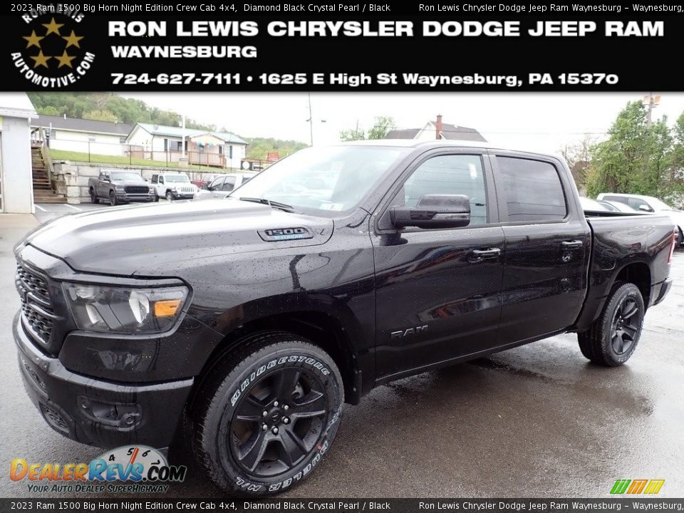 2023 Ram 1500 Big Horn Night Edition Crew Cab 4x4 Diamond Black Crystal Pearl / Black Photo #1