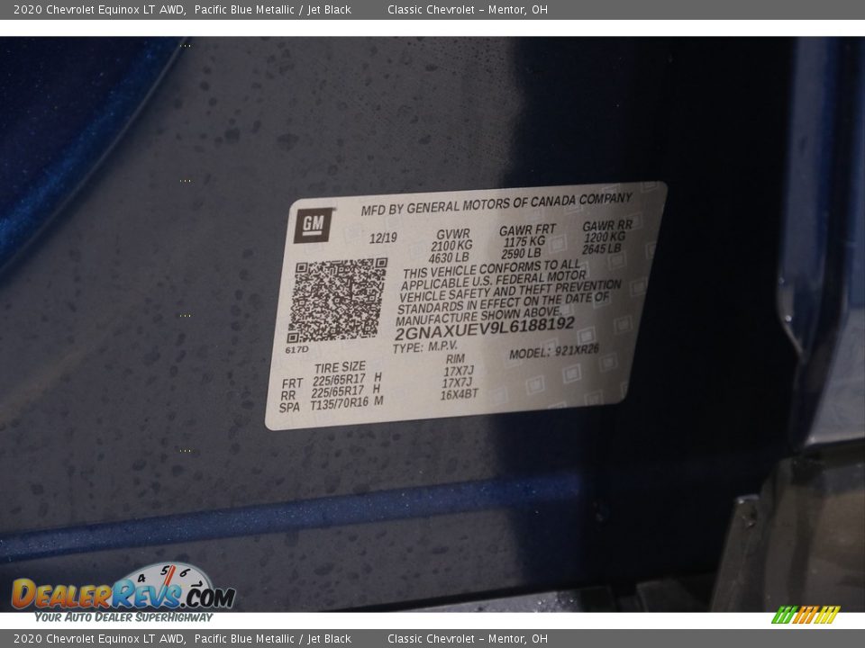 2020 Chevrolet Equinox LT AWD Pacific Blue Metallic / Jet Black Photo #22