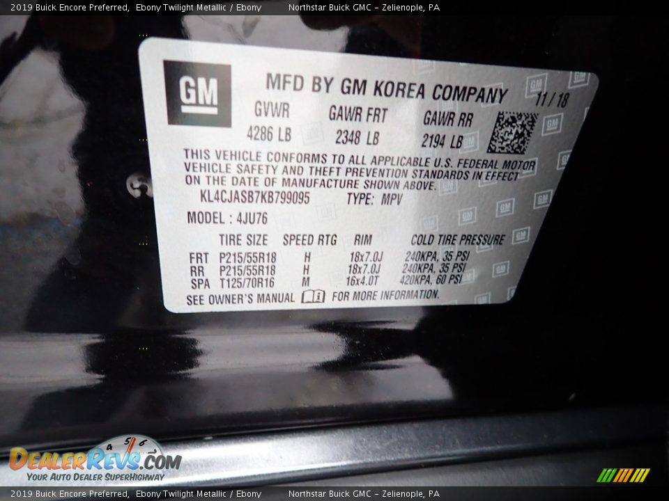 2019 Buick Encore Preferred Ebony Twilight Metallic / Ebony Photo #30