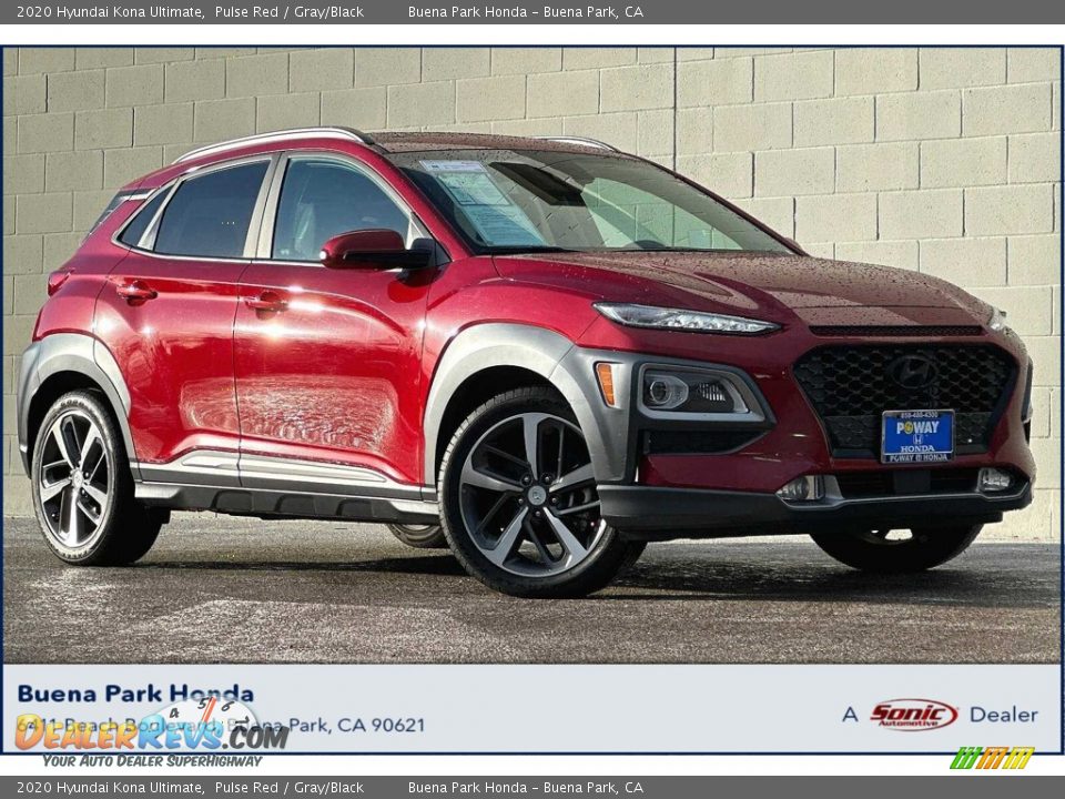 2020 Hyundai Kona Ultimate Pulse Red / Gray/Black Photo #1