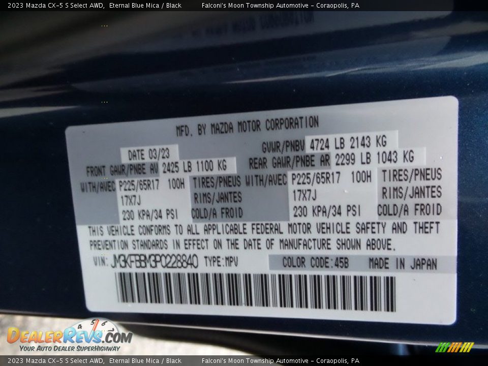 2023 Mazda CX-5 S Select AWD Eternal Blue Mica / Black Photo #18