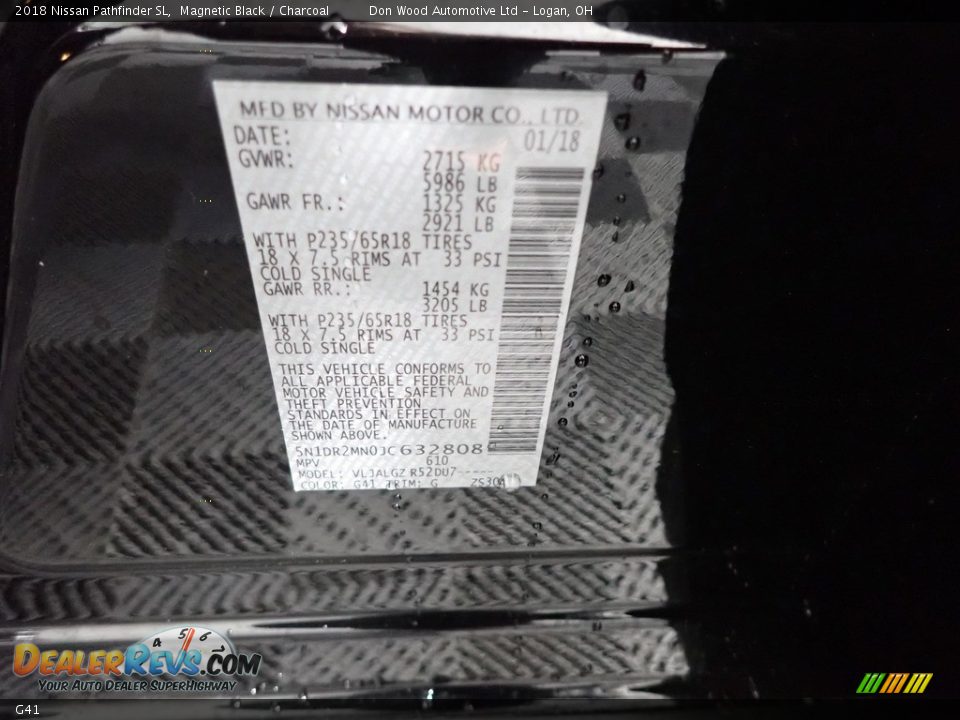 Nissan Color Code G41 Magnetic Black