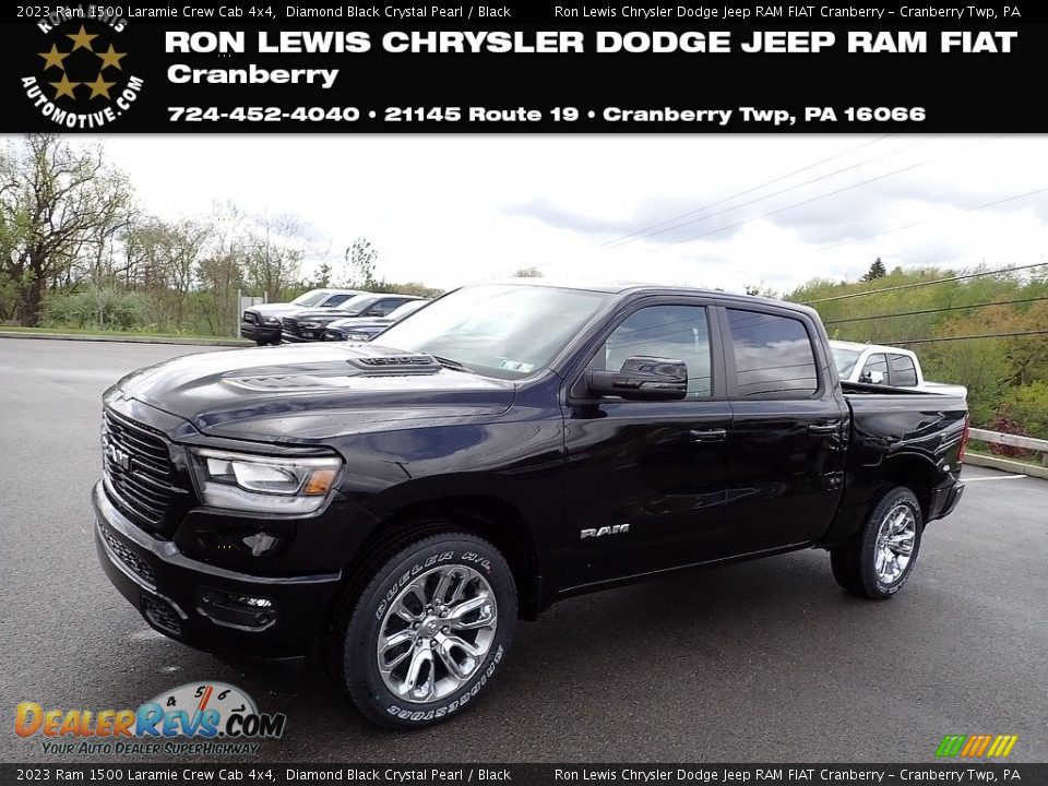 2023 Ram 1500 Laramie Crew Cab 4x4 Diamond Black Crystal Pearl / Black Photo #1