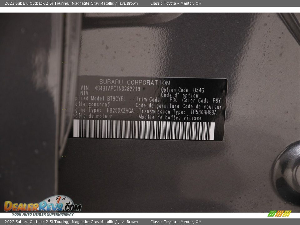 2022 Subaru Outback 2.5i Touring Magnetite Gray Metallic / Java Brown Photo #21