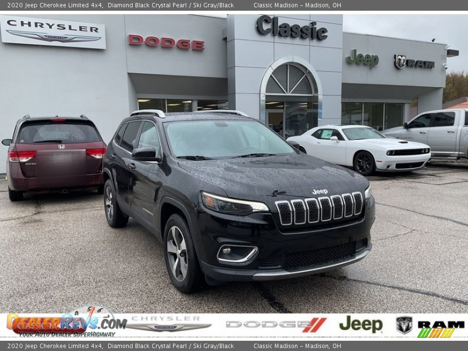 2020 Jeep Cherokee Limited 4x4 Diamond Black Crystal Pearl / Ski Gray/Black Photo #1