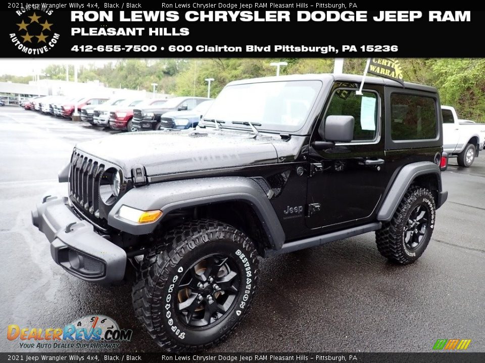 2021 Jeep Wrangler Willys 4x4 Black / Black Photo #1