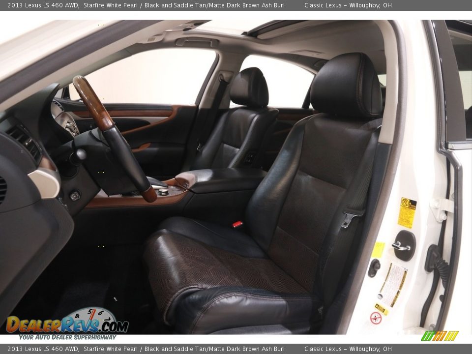 2013 Lexus LS 460 AWD Starfire White Pearl / Black and Saddle Tan/Matte Dark Brown Ash Burl Photo #5