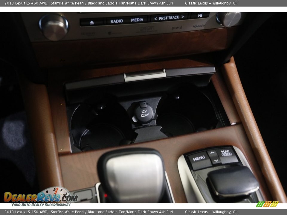 2013 Lexus LS 460 AWD Starfire White Pearl / Black and Saddle Tan/Matte Dark Brown Ash Burl Photo #17