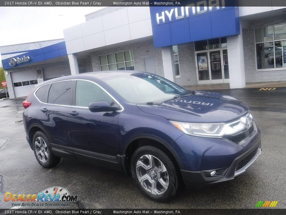 2017 Honda CR-V EX AWD Obsidian Blue Pearl / Gray Photo #1