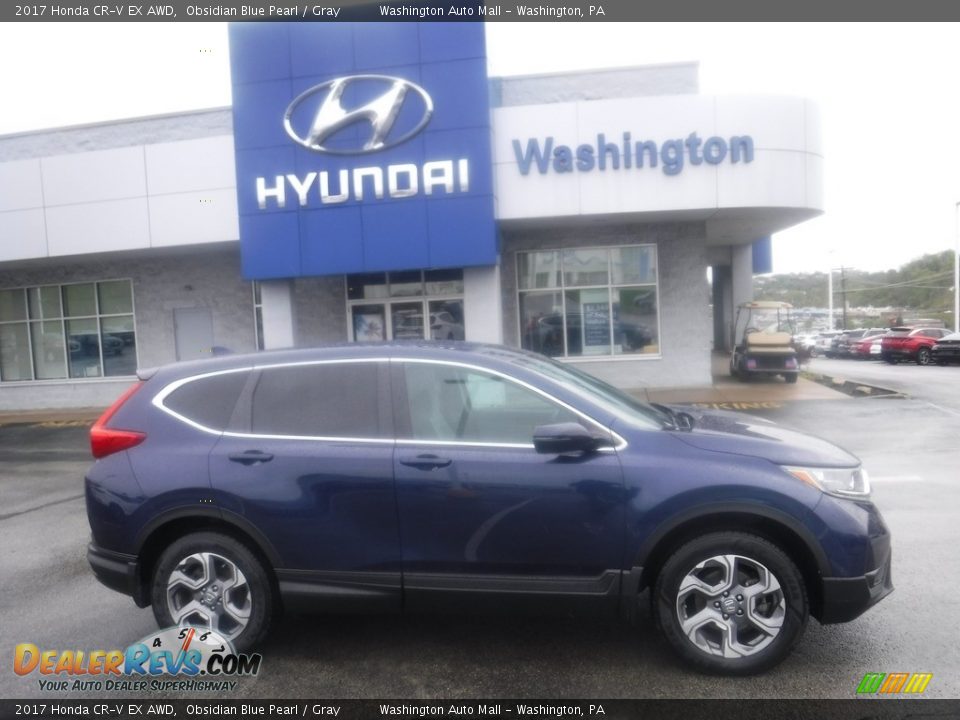 2017 Honda CR-V EX AWD Obsidian Blue Pearl / Gray Photo #2