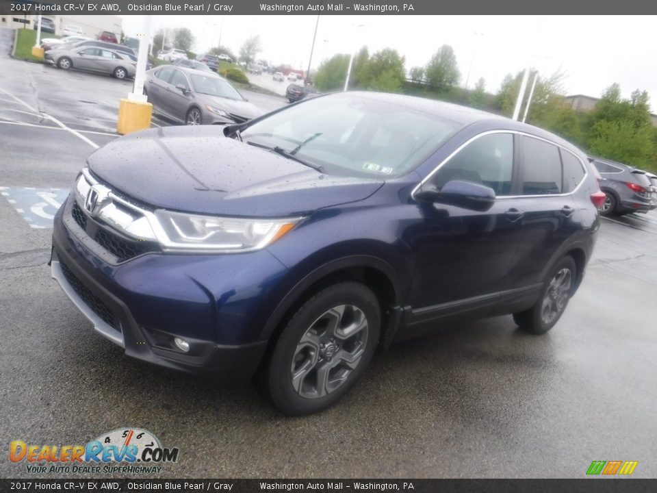 2017 Honda CR-V EX AWD Obsidian Blue Pearl / Gray Photo #6