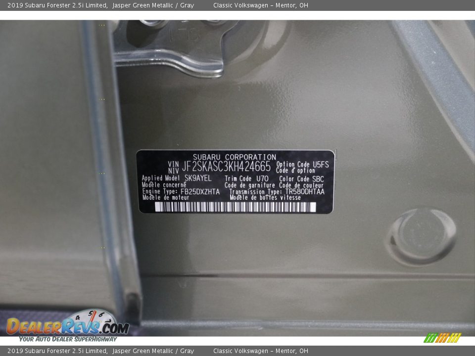 2019 Subaru Forester 2.5i Limited Jasper Green Metallic / Gray Photo #28