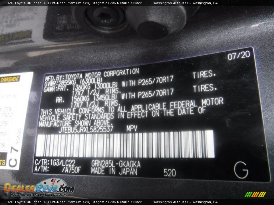 2020 Toyota 4Runner TRD Off-Road Premium 4x4 Magnetic Gray Metallic / Black Photo #31