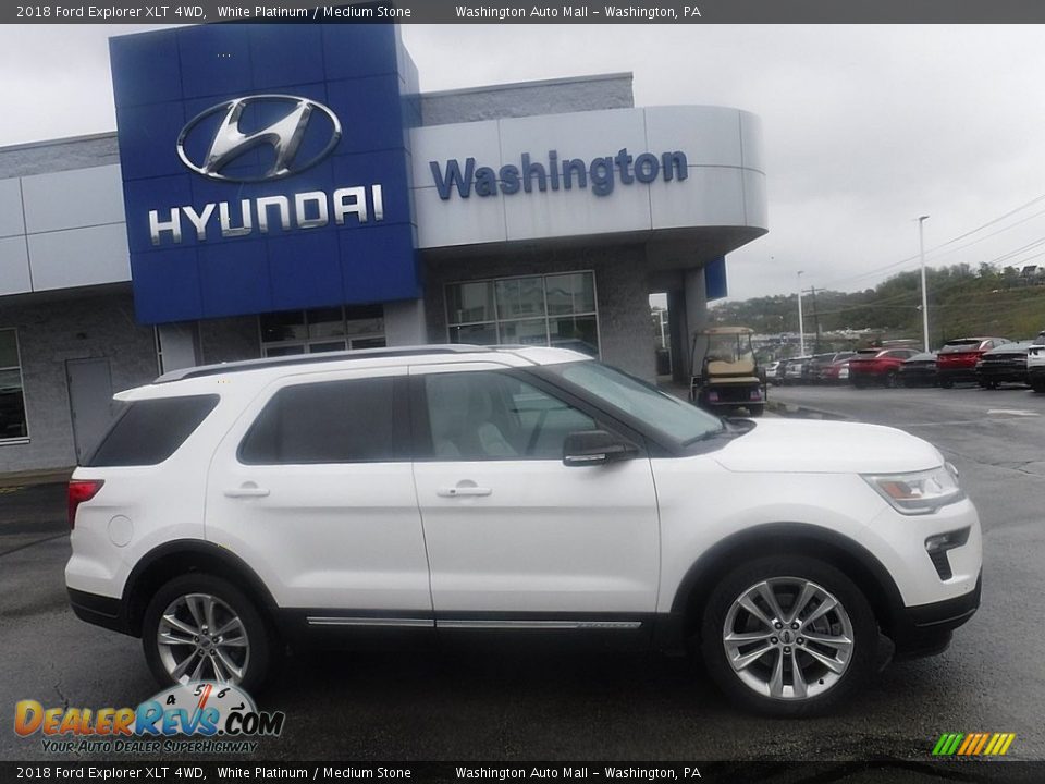 2018 Ford Explorer XLT 4WD White Platinum / Medium Stone Photo #2