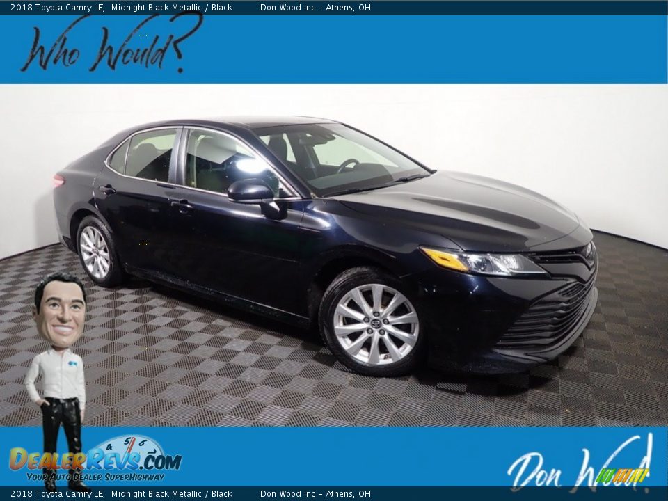 2018 Toyota Camry LE Midnight Black Metallic / Black Photo #1