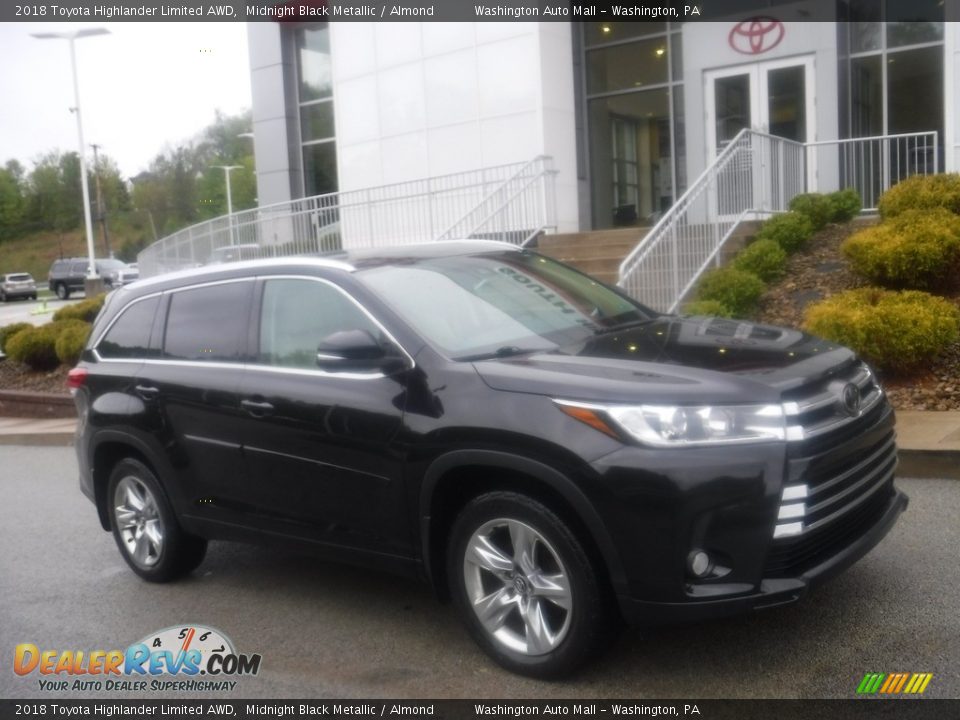 2018 Toyota Highlander Limited AWD Midnight Black Metallic / Almond Photo #1