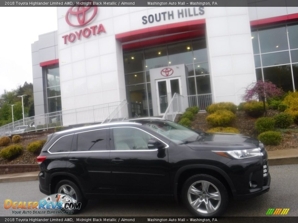 2018 Toyota Highlander Limited AWD Midnight Black Metallic / Almond Photo #2