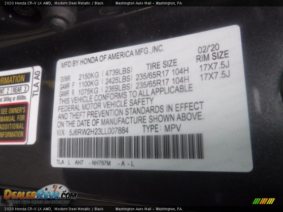2020 Honda CR-V LX AWD Modern Steel Metallic / Black Photo #29