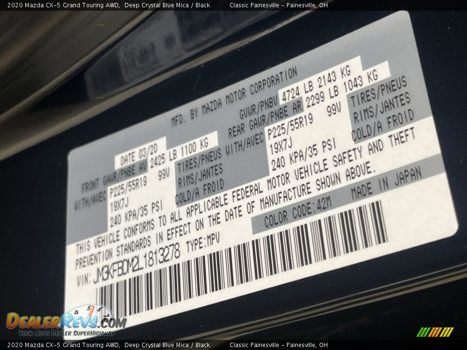 2020 Mazda CX-5 Grand Touring AWD Deep Crystal Blue Mica / Black Photo #33