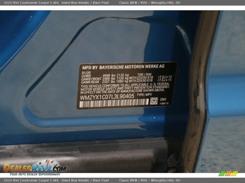 2020 Mini Countryman Cooper S All4 Island Blue Metallic / Black Pearl Photo #22