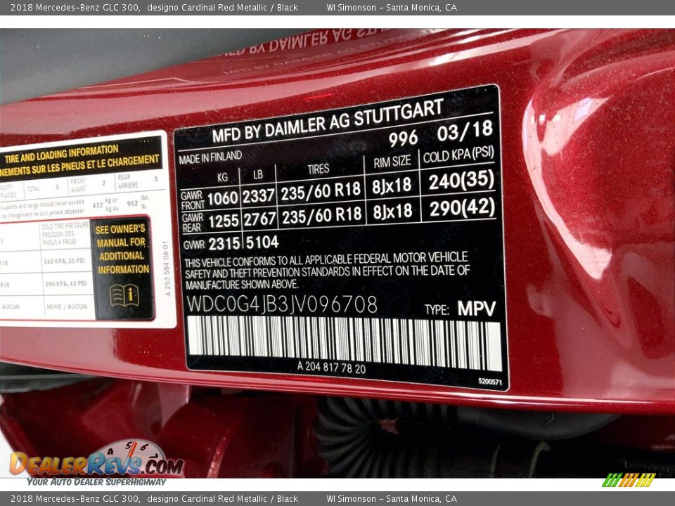2018 Mercedes-Benz GLC 300 designo Cardinal Red Metallic / Black Photo #33