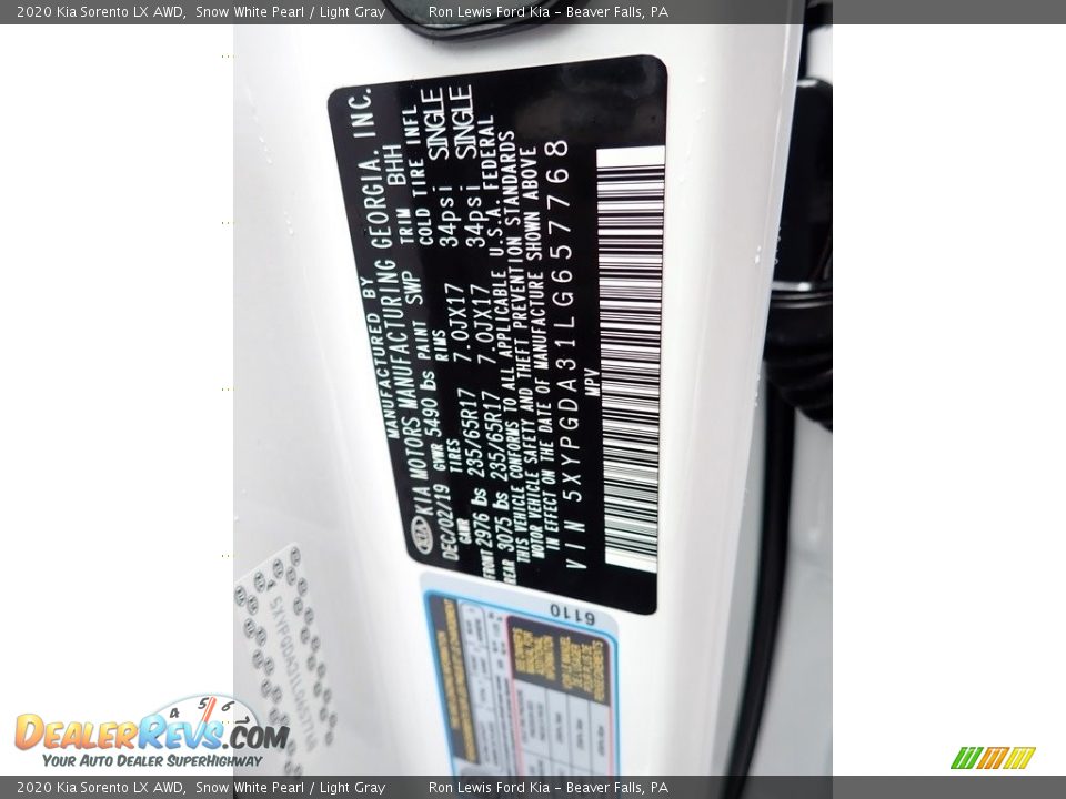 2020 Kia Sorento LX AWD Snow White Pearl / Light Gray Photo #20