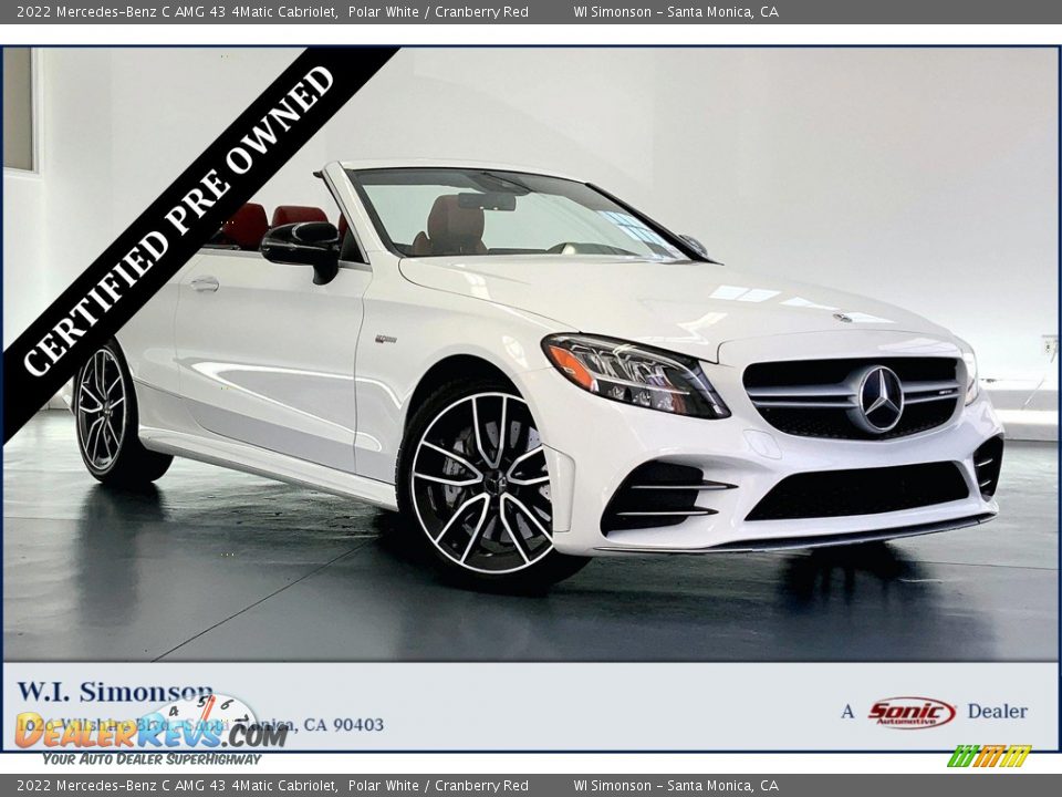 2022 Mercedes-Benz C AMG 43 4Matic Cabriolet Polar White / Cranberry Red Photo #1