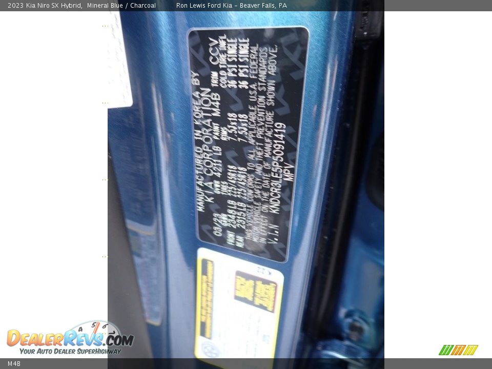 Kia Color Code M4B Mineral Blue
