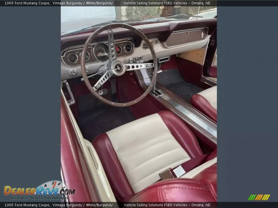 White/Burgundy Interior - 1966 Ford Mustang Coupe Photo #2