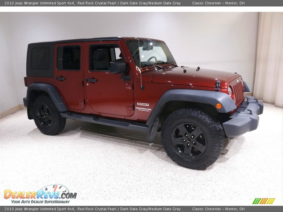 2010 Jeep Wrangler Unlimited Sport 4x4 Red Rock Crystal Pearl / Dark Slate Gray/Medium Slate Gray Photo #1
