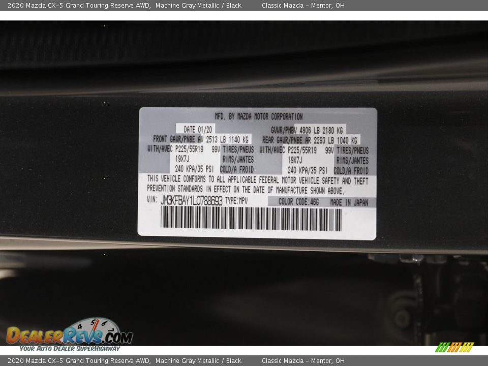 2020 Mazda CX-5 Grand Touring Reserve AWD Machine Gray Metallic / Black Photo #22