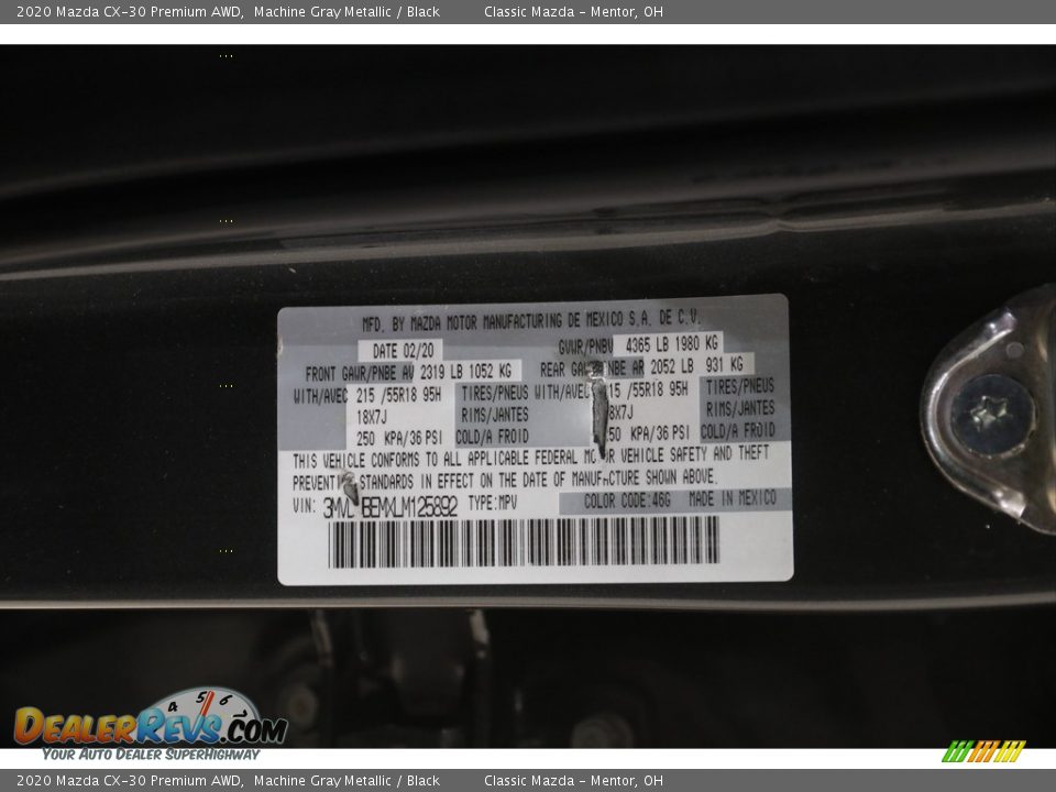 2020 Mazda CX-30 Premium AWD Machine Gray Metallic / Black Photo #21