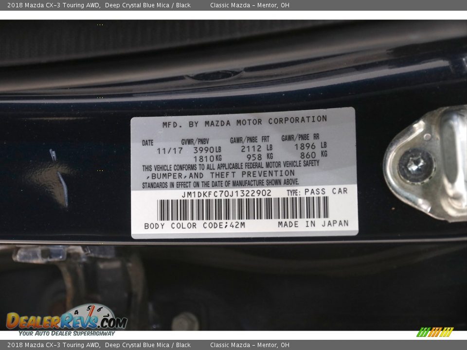 2018 Mazda CX-3 Touring AWD Deep Crystal Blue Mica / Black Photo #21