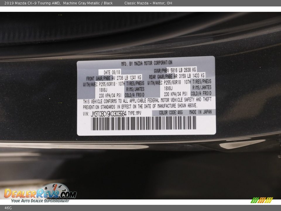 Mazda Color Code 46G Machine Gray Metallic
