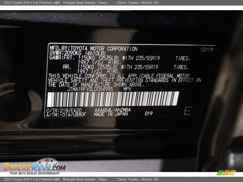 2020 Toyota RAV4 XLE Premium AWD Midnight Black Metallic / Black Photo #25