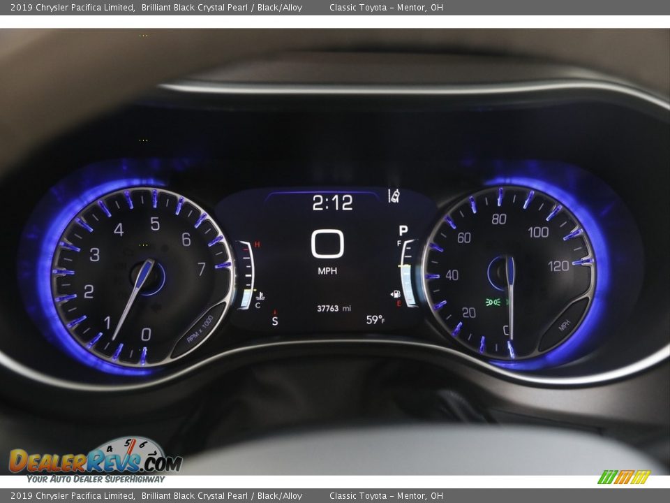 2019 Chrysler Pacifica Limited Brilliant Black Crystal Pearl / Black/Alloy Photo #8