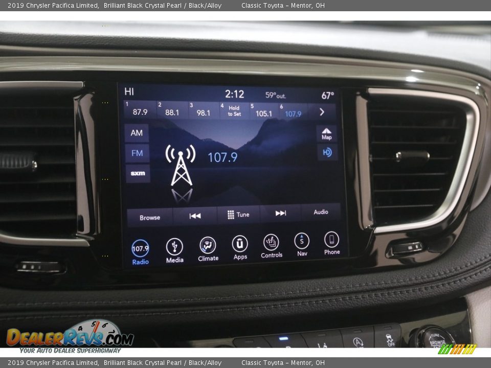 2019 Chrysler Pacifica Limited Brilliant Black Crystal Pearl / Black/Alloy Photo #10