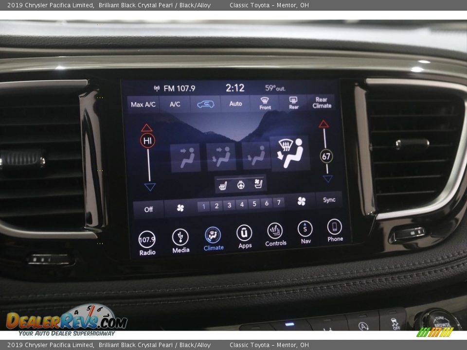 2019 Chrysler Pacifica Limited Brilliant Black Crystal Pearl / Black/Alloy Photo #11