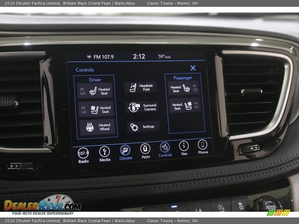 2019 Chrysler Pacifica Limited Brilliant Black Crystal Pearl / Black/Alloy Photo #12