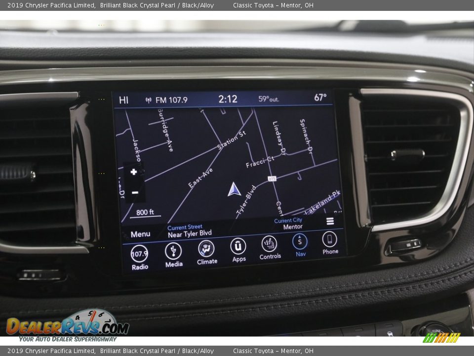 2019 Chrysler Pacifica Limited Brilliant Black Crystal Pearl / Black/Alloy Photo #13