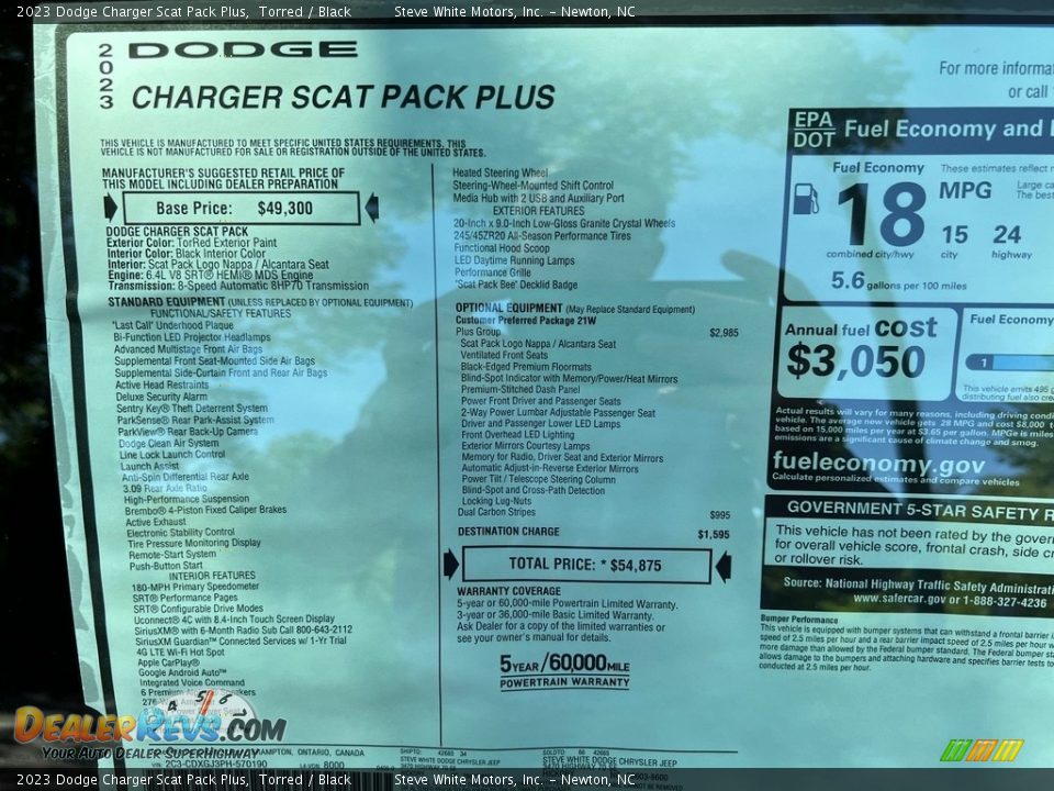 2023 Dodge Charger Scat Pack Plus Window Sticker Photo #27