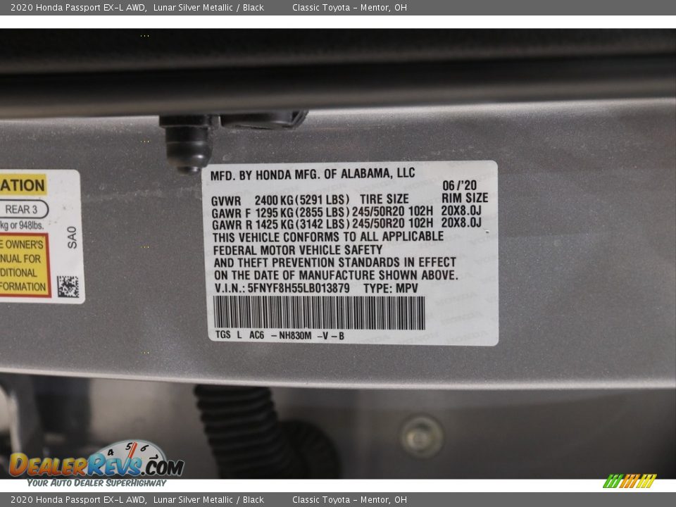 2020 Honda Passport EX-L AWD Lunar Silver Metallic / Black Photo #23