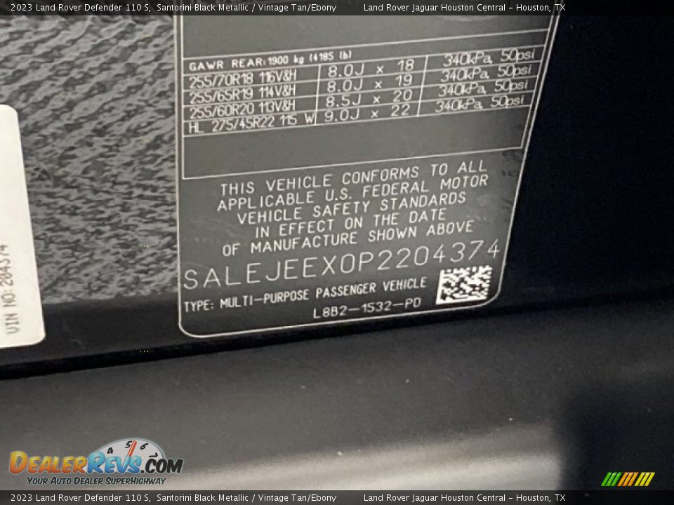 2023 Land Rover Defender 110 S Santorini Black Metallic / Vintage Tan/Ebony Photo #25