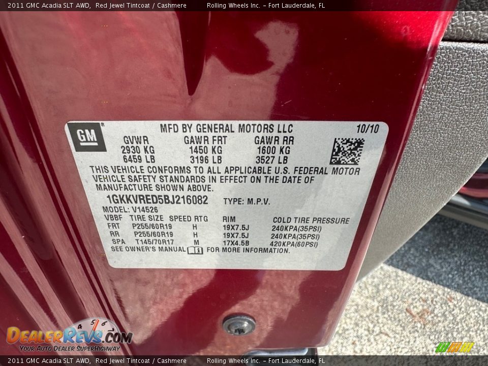 2011 GMC Acadia SLT AWD Red Jewel Tintcoat / Cashmere Photo #23