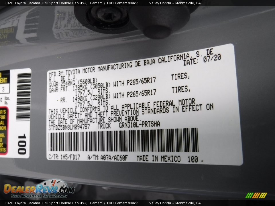 2020 Toyota Tacoma TRD Sport Double Cab 4x4 Cement / TRD Cement/Black Photo #36