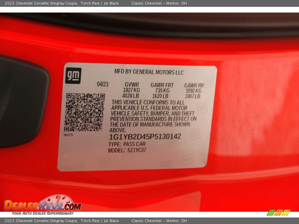 2023 Chevrolet Corvette Stingray Coupe Torch Red / Jet Black Photo #26