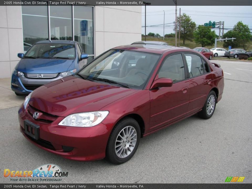 2005 Honda Civic EX Sedan Tango Red Pearl / Ivory Photo #2