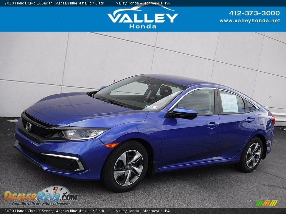 2020 Honda Civic LX Sedan Aegean Blue Metallic / Black Photo #1